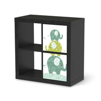 Möbelfolie Elephants - IKEA Kallax Regal 2 Türen Hoch - schwarz