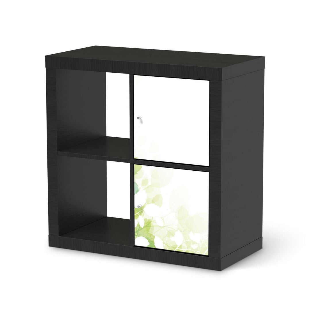 Möbelfolie Flower Light - IKEA Kallax Regal 2 Türen Hoch - schwarz