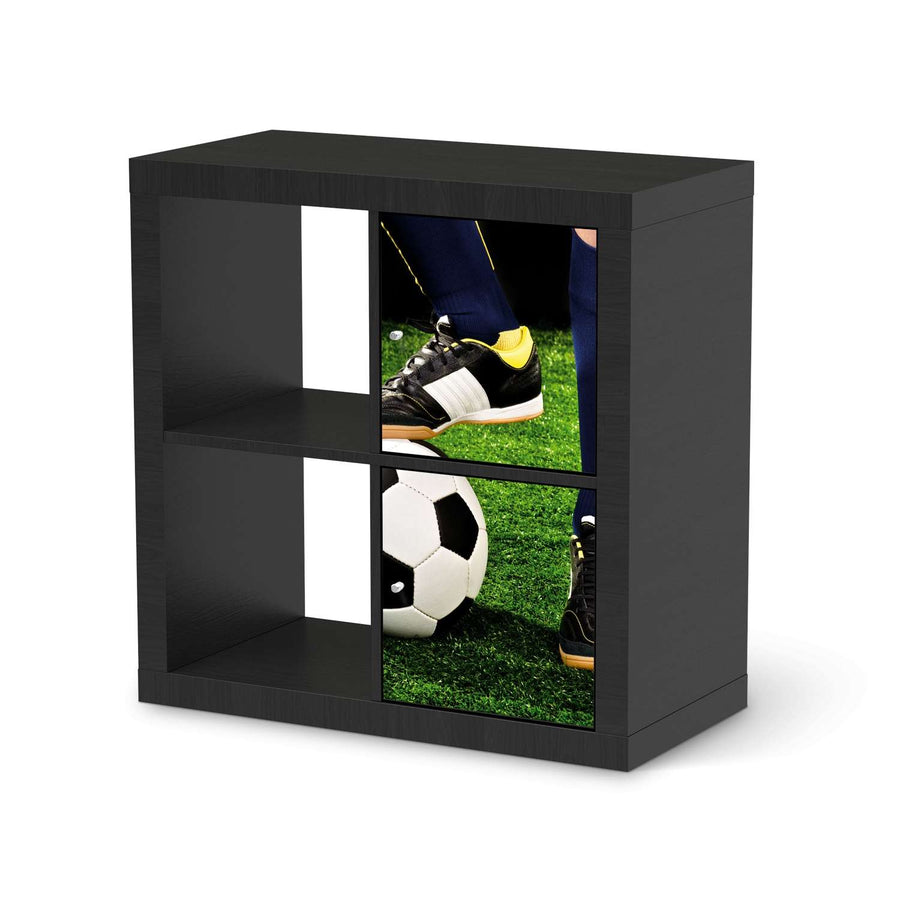 Möbelfolie Fussballstar - IKEA Kallax Regal 2 Türen Hoch - schwarz
