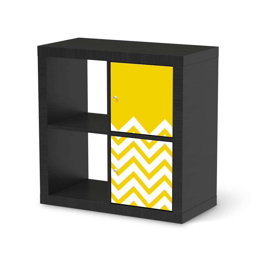 Möbelfolie Gelbe Zacken - IKEA Kallax Regal 2 Türen Hoch - schwarz