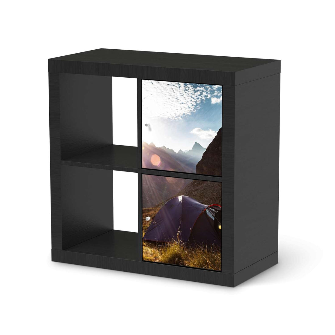 Möbelfolie Into the Wild - IKEA Kallax Regal 2 Türen Hoch - schwarz