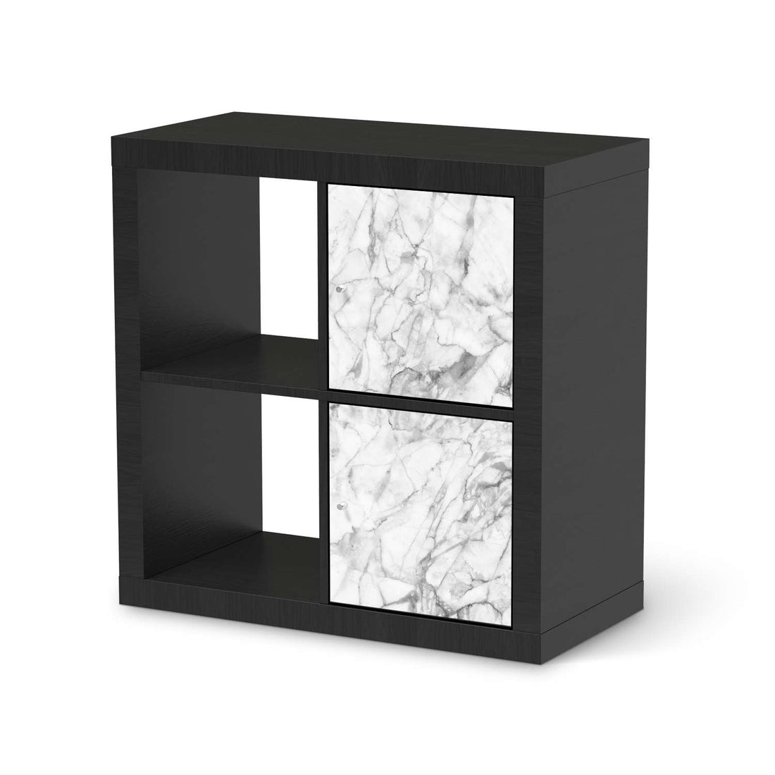 Möbelfolie Marmor weiß - IKEA Kallax Regal 2 Türen Hoch - schwarz