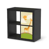 Möbelfolie Mountain Giraffe - IKEA Kallax Regal 2 Türen Hoch - schwarz
