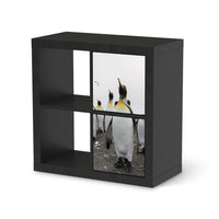 Möbelfolie Penguin Family - IKEA Kallax Regal 2 Türen Hoch - schwarz