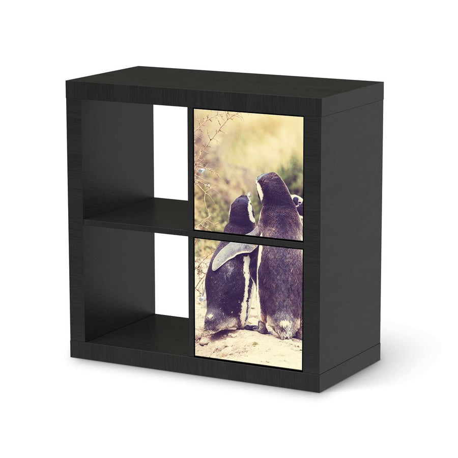Möbelfolie Pingu Friendship - IKEA Kallax Regal 2 Türen Hoch - schwarz