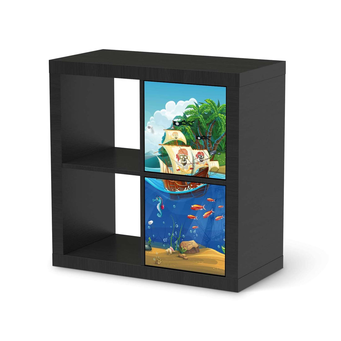 Möbelfolie Pirates - IKEA Kallax Regal 2 Türen Hoch - schwarz