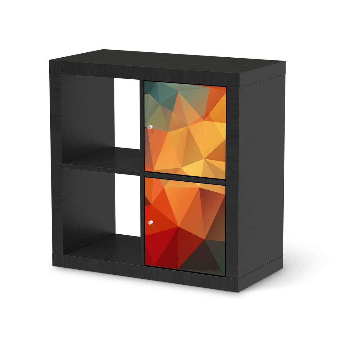 Möbelfolie Polygon - IKEA Kallax Regal 2 Türen Hoch - schwarz