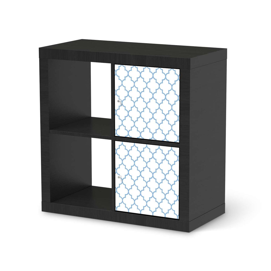 Möbelfolie Retro Pattern - Blau - IKEA Kallax Regal 2 Türen Hoch - schwarz