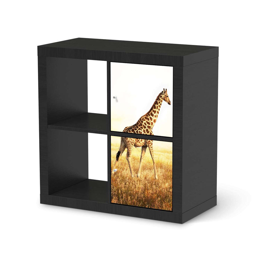 Möbelfolie Savanna Giraffe - IKEA Kallax Regal 2 Türen Hoch - schwarz
