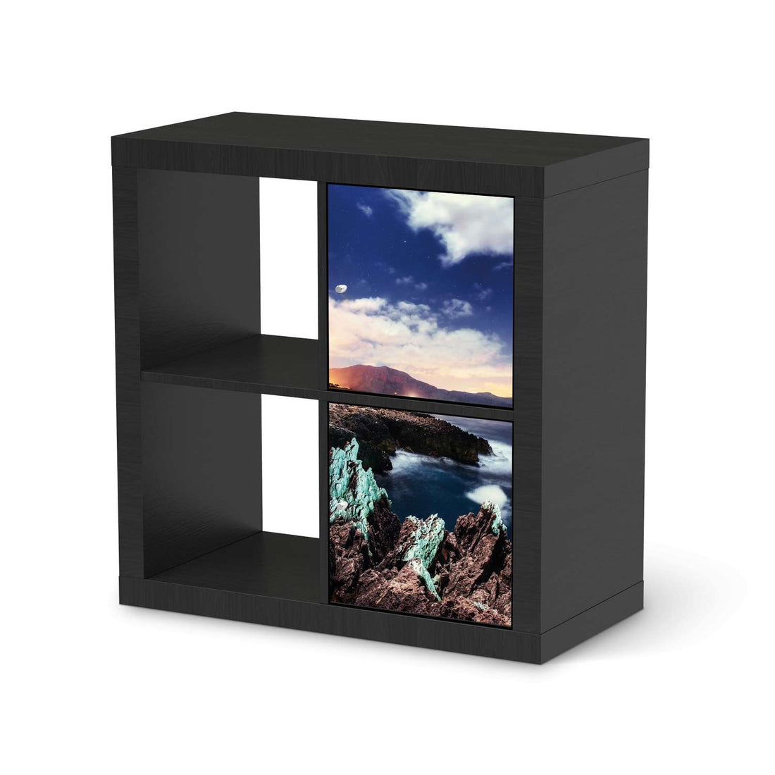 Möbelfolie Seaside - IKEA Kallax Regal 2 Türen Hoch - schwarz