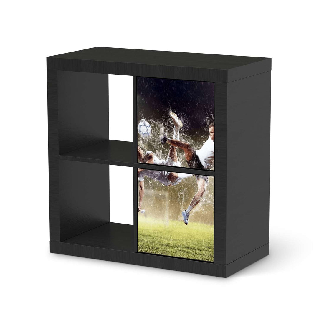 Möbelfolie Soccer - IKEA Kallax Regal 2 Türen Hoch - schwarz