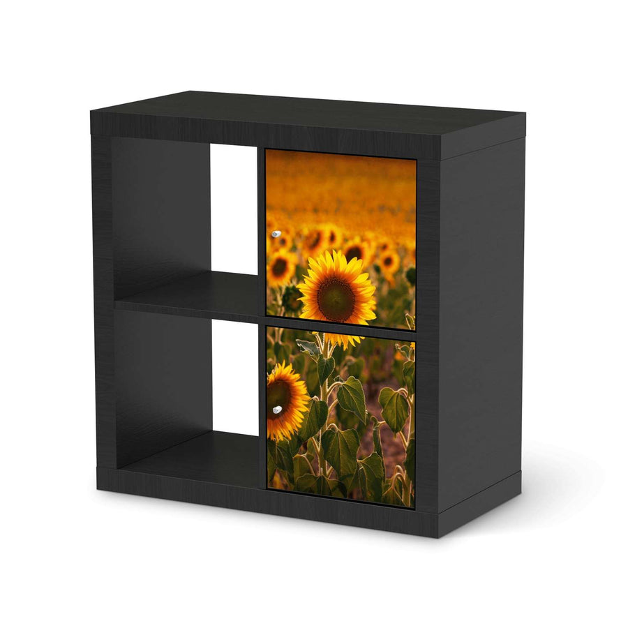 Möbelfolie Sunflowers - IKEA Kallax Regal 2 Türen Hoch - schwarz