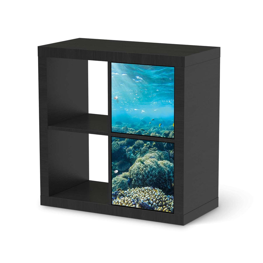 Möbelfolie Underwater World - IKEA Kallax Regal 2 Türen Hoch - schwarz