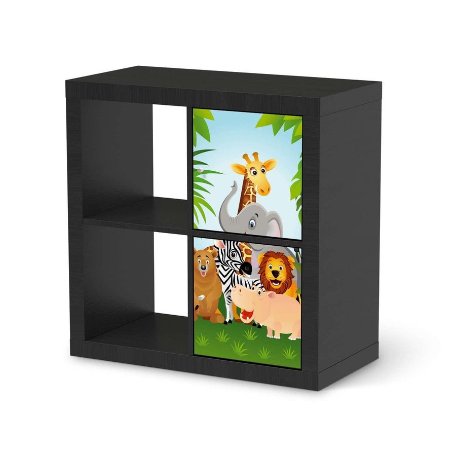Möbelfolie Wild Animals - IKEA Kallax Regal 2 Türen Hoch - schwarz