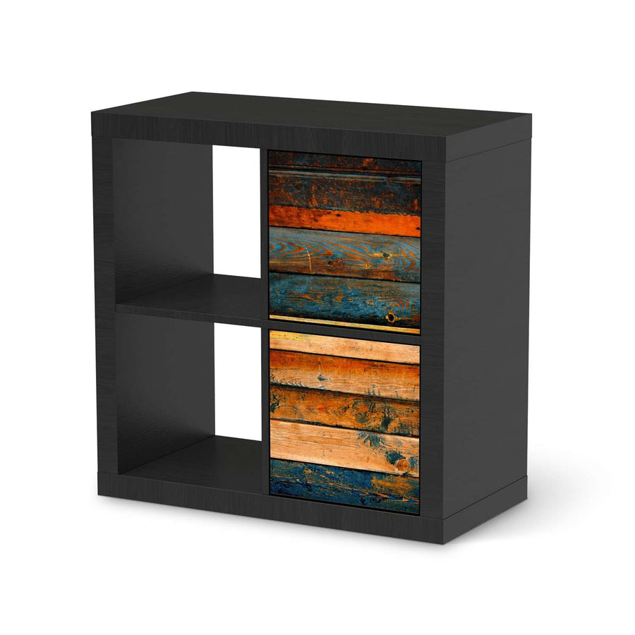 Möbelfolie Wooden - IKEA Kallax Regal 2 Türen Hoch - schwarz