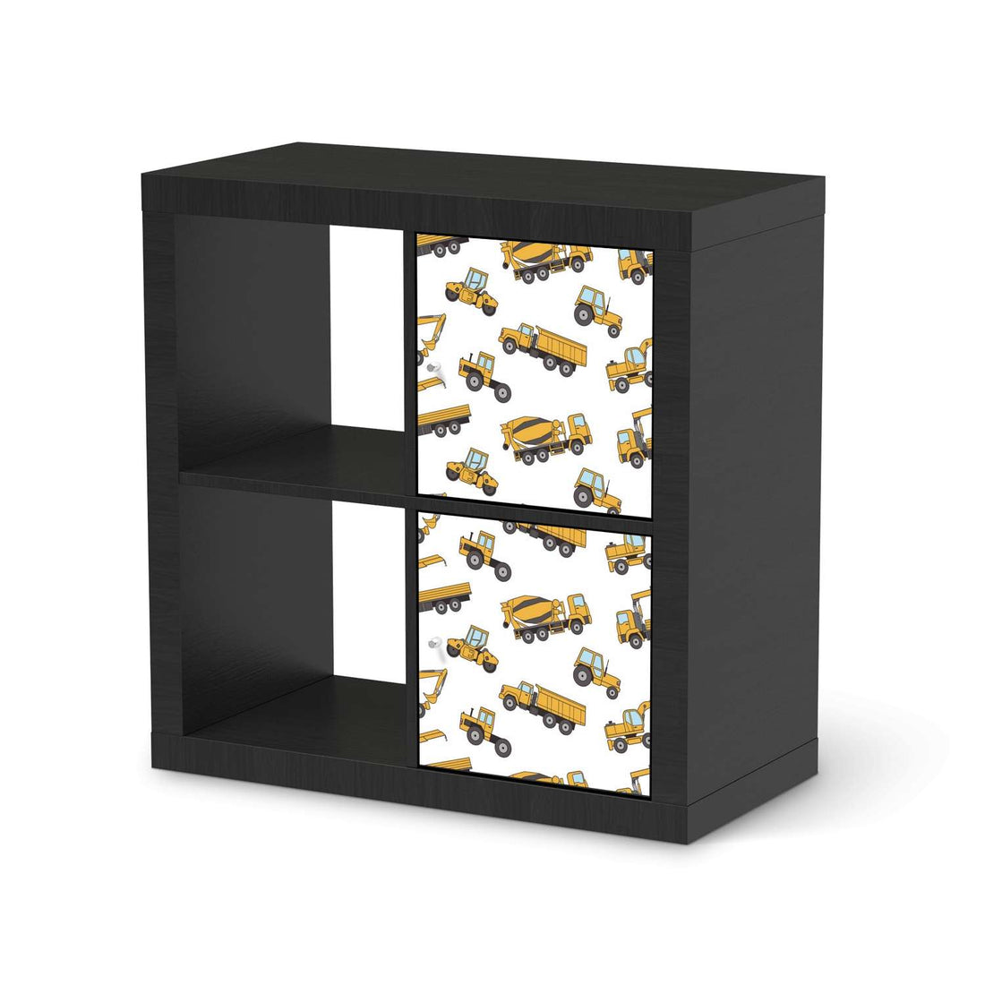 Möbelfolie Working Cars - IKEA Kallax Regal 2 Türen Hoch - schwarz