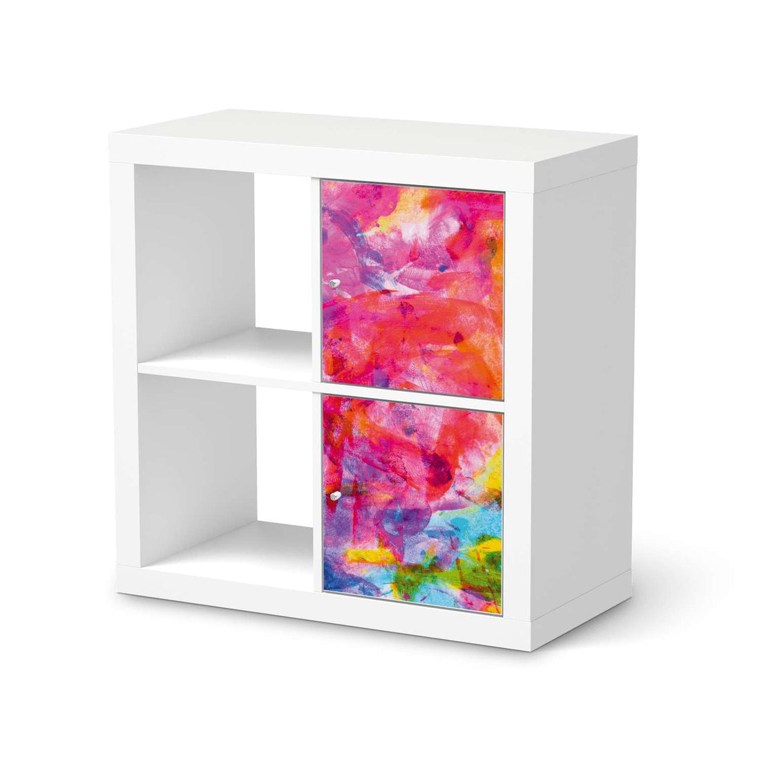 Möbelfolie Abstract Watercolor - IKEA Kallax Regal 2 Türen Hoch  - weiss