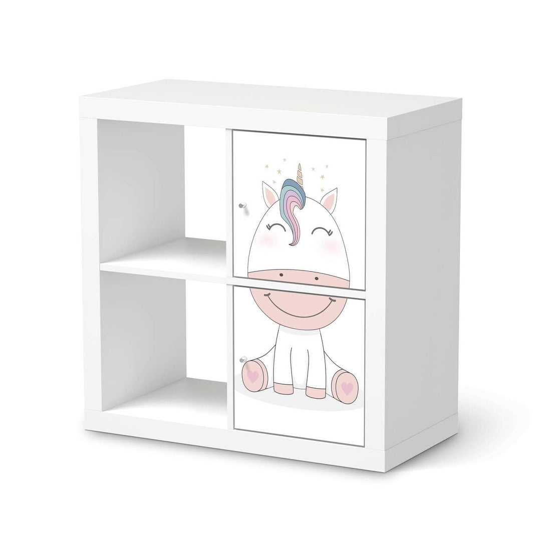 Möbelfolie Baby Unicorn - IKEA Kallax Regal 2 Türen Hoch  - weiss