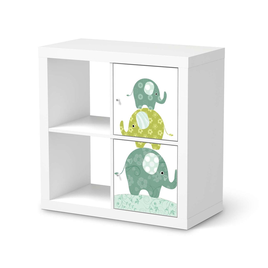 Möbelfolie Elephants - IKEA Kallax Regal 2 Türen Hoch  - weiss
