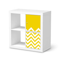 Möbelfolie Gelbe Zacken - IKEA Kallax Regal 2 Türen Hoch  - weiss