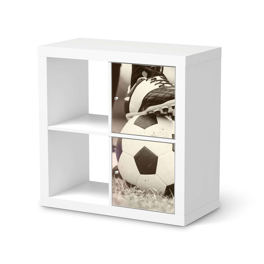 Möbelfolie Kick it - IKEA Kallax Regal 2 Türen Hoch  - weiss