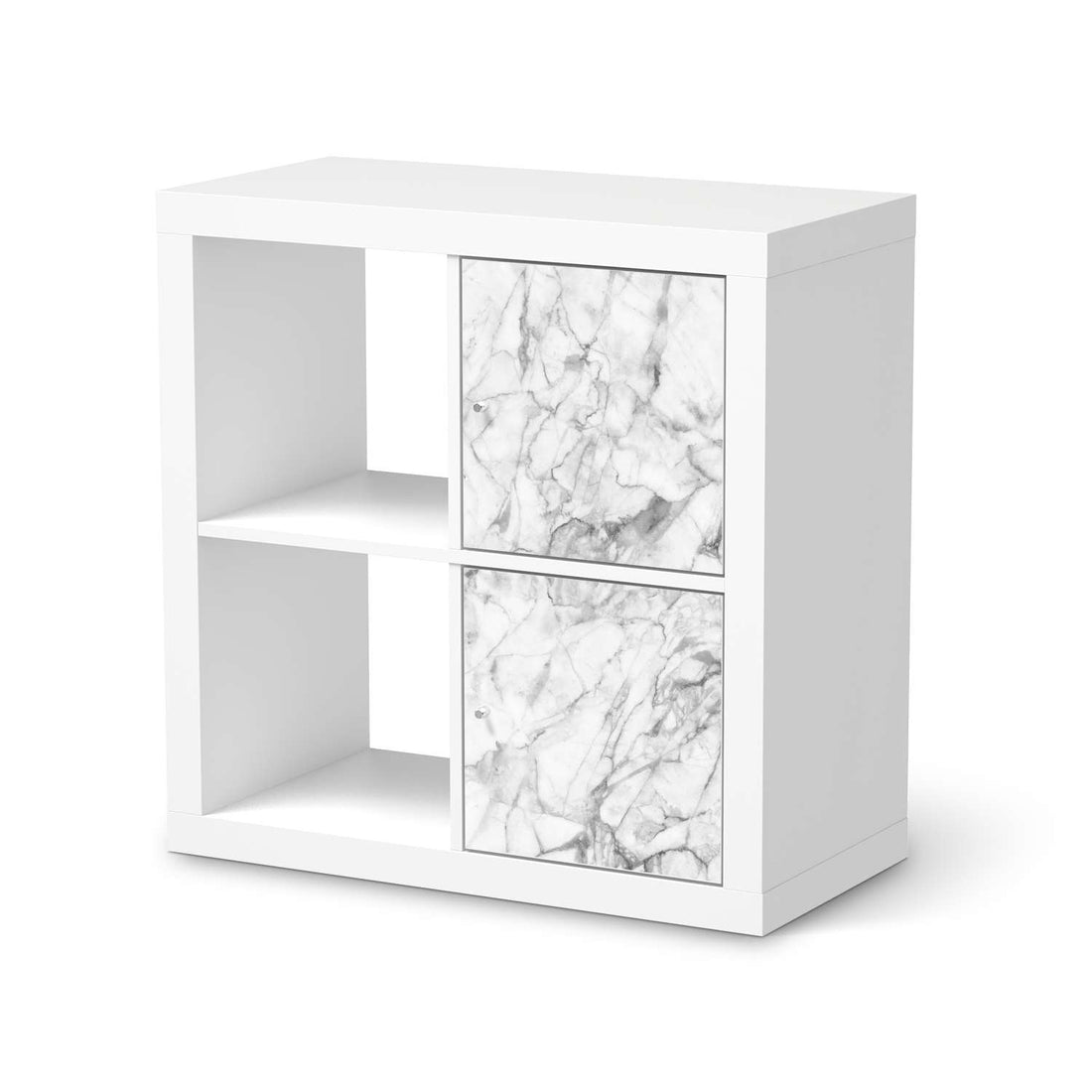Möbelfolie Marmor weiß - IKEA Kallax Regal 2 Türen Hoch  - weiss