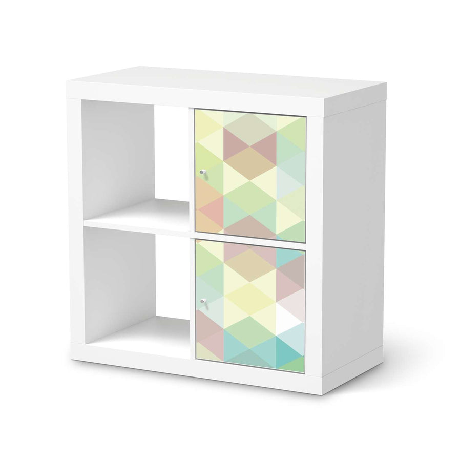 Möbelfolie Melitta Pastell Geometrie - IKEA Kallax Regal 2 Türen Hoch  - weiss