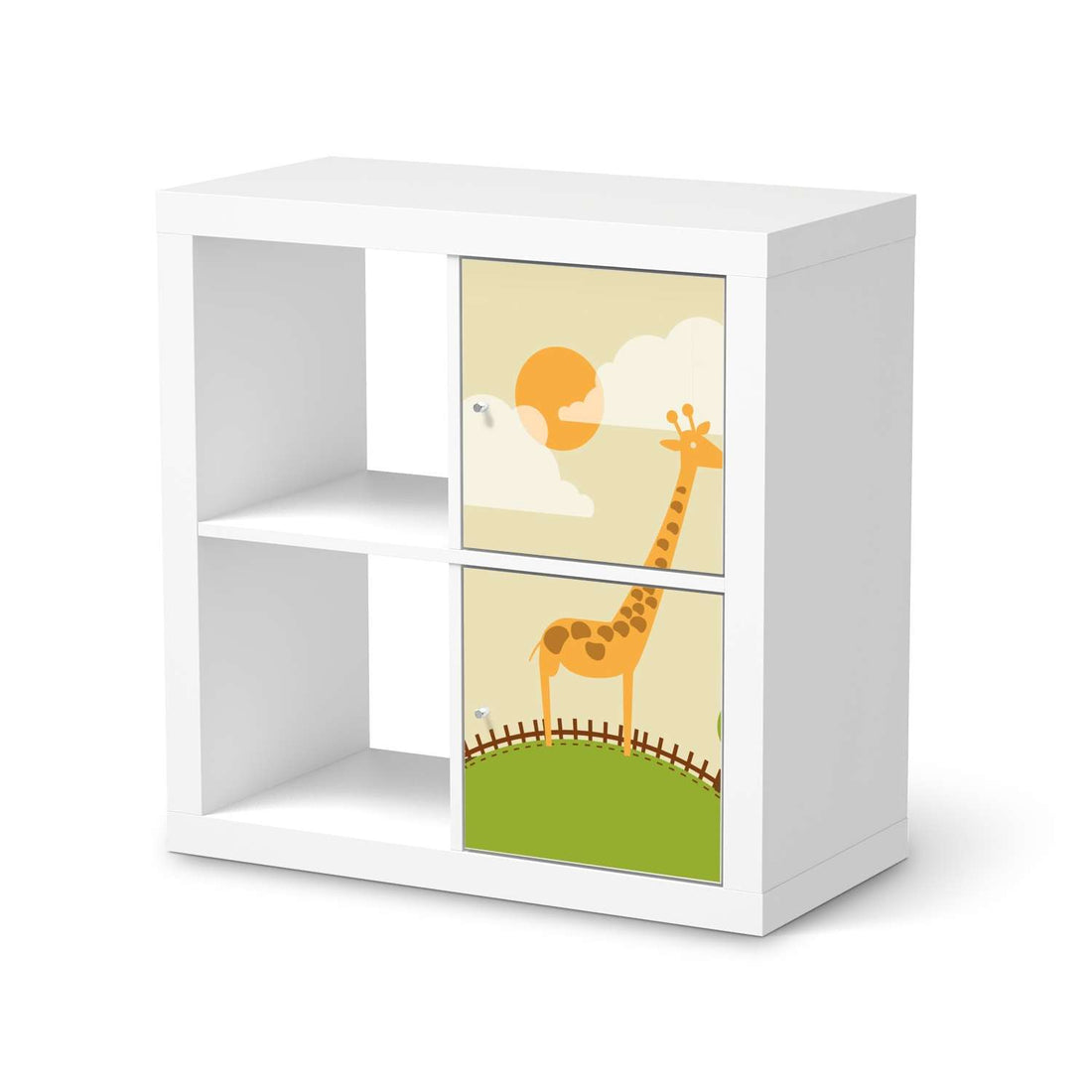 Möbelfolie Mountain Giraffe - IKEA Kallax Regal 2 Türen Hoch  - weiss