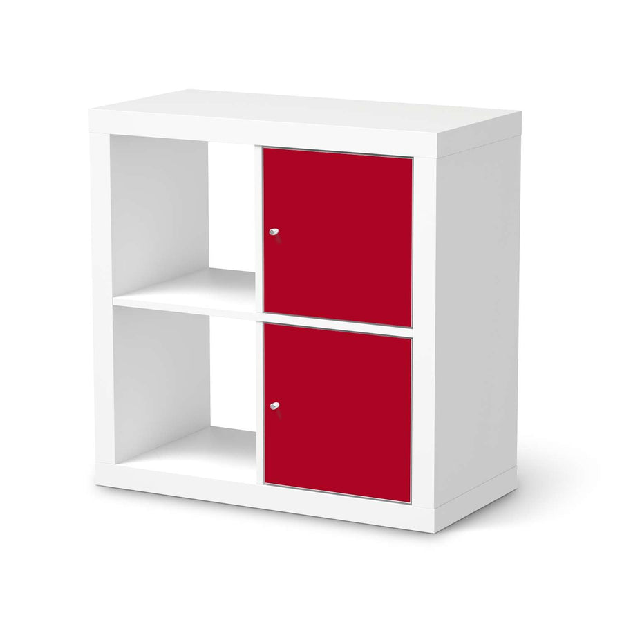 Möbelfolie Rot Dark - IKEA Kallax Regal 2 Türen Hoch  - weiss