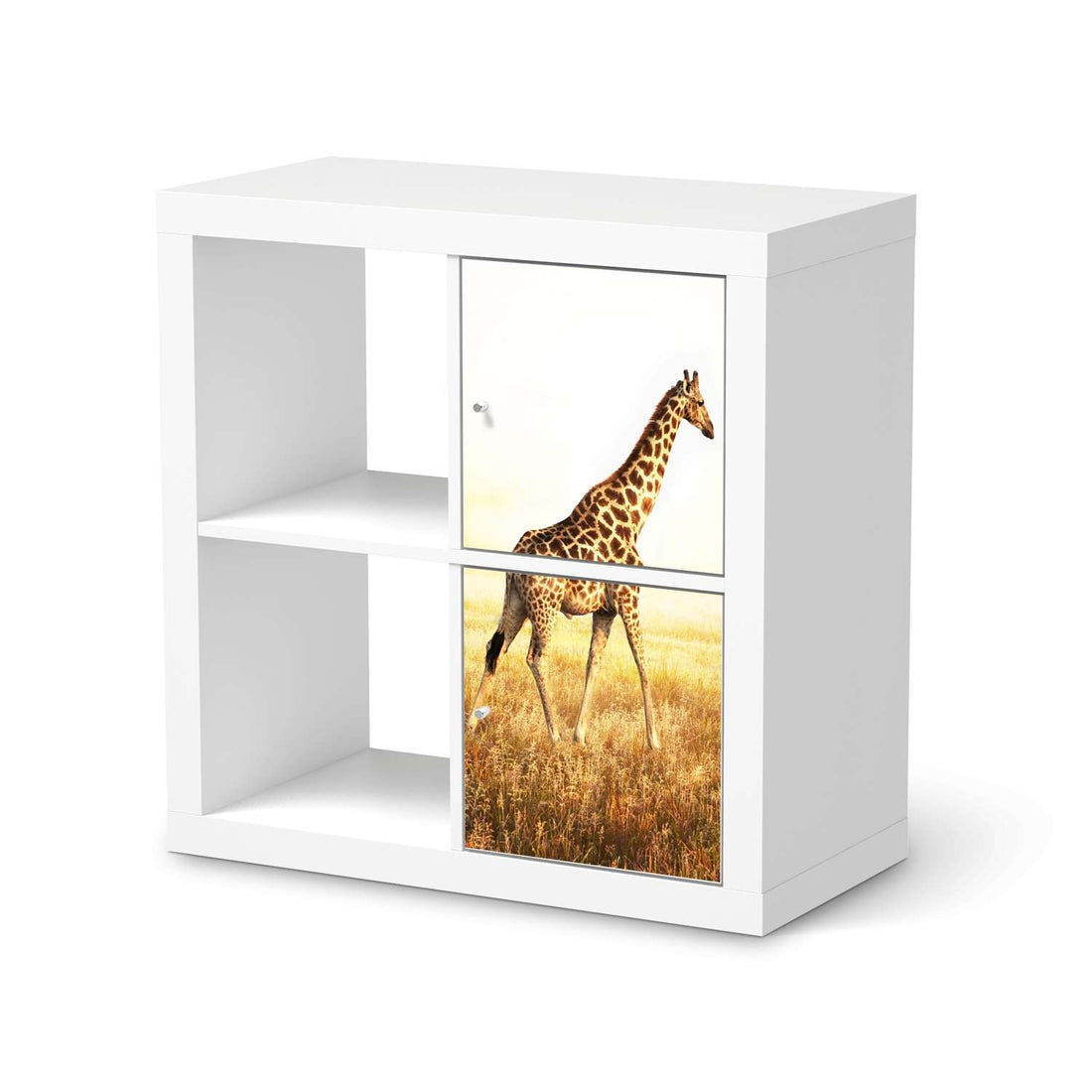 Möbelfolie Savanna Giraffe - IKEA Kallax Regal 2 Türen Hoch  - weiss