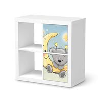 Möbelfolie Teddy und Mond - IKEA Kallax Regal 2 Türen Hoch  - weiss