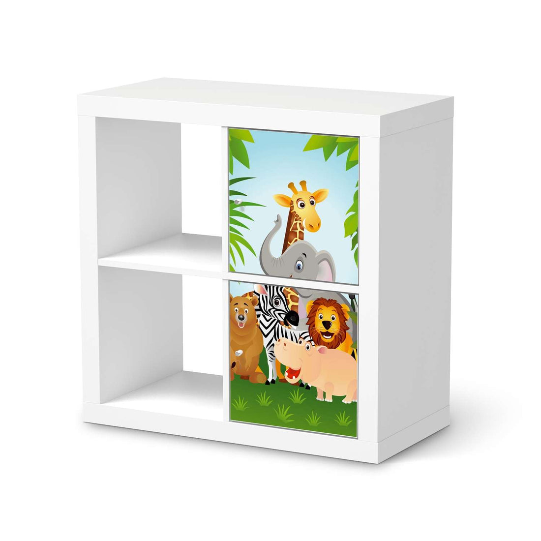 Möbelfolie Wild Animals - IKEA Kallax Regal 2 Türen Hoch  - weiss