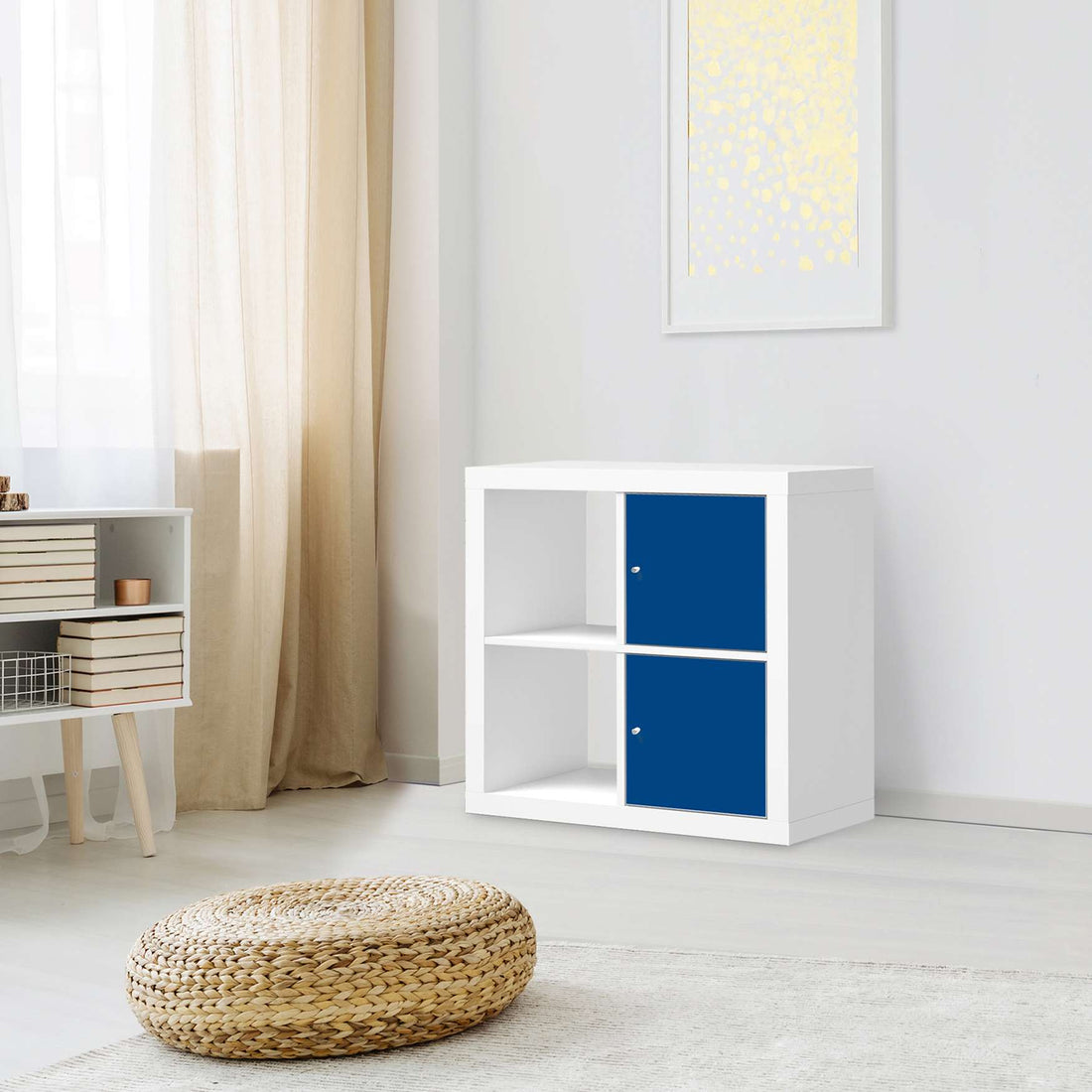 Möbelfolie Blau Dark - IKEA Kallax Regal 2 Türen Hoch - Wohnzimmer