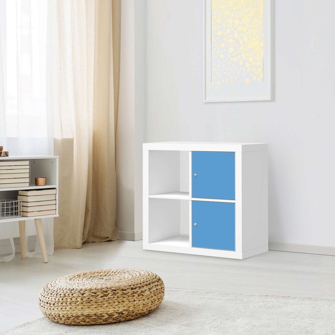 Möbelfolie Blau Light - IKEA Kallax Regal 2 Türen Hoch - Wohnzimmer