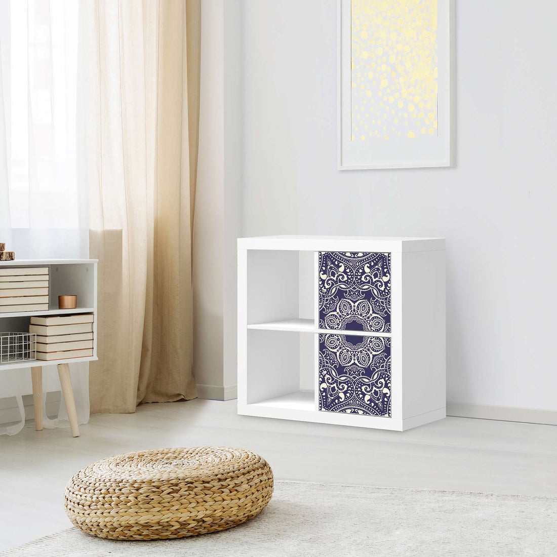 Möbelfolie Blue Mandala - IKEA Kallax Regal 2 Türen Hoch - Wohnzimmer