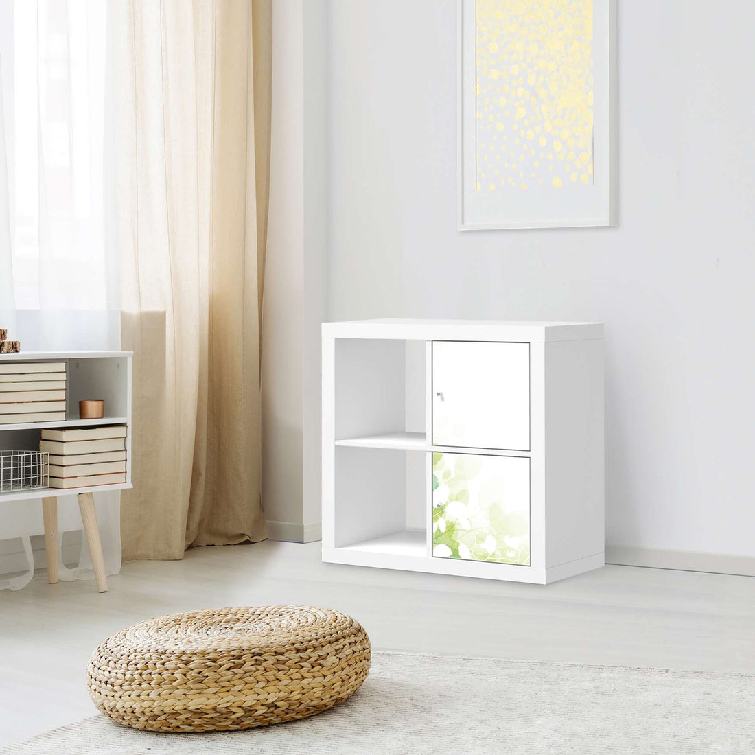 Möbelfolie Flower Light - IKEA Kallax Regal 2 Türen Hoch - Wohnzimmer