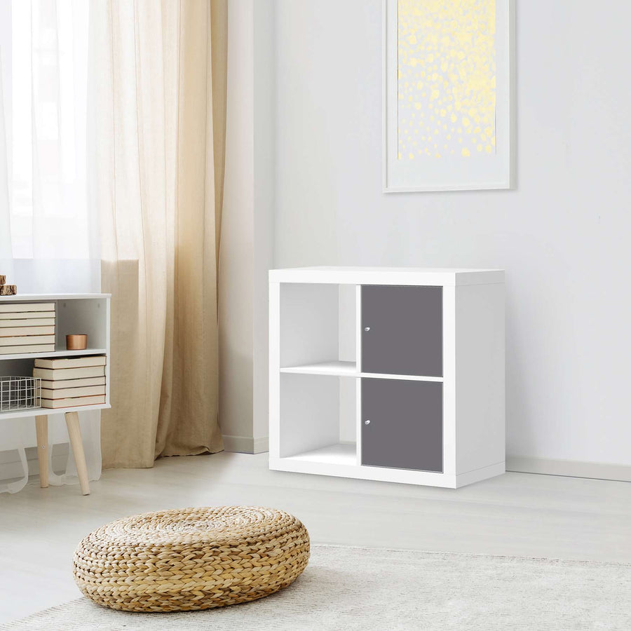 Möbelfolie Grau Light - IKEA Kallax Regal 2 Türen Hoch - Wohnzimmer