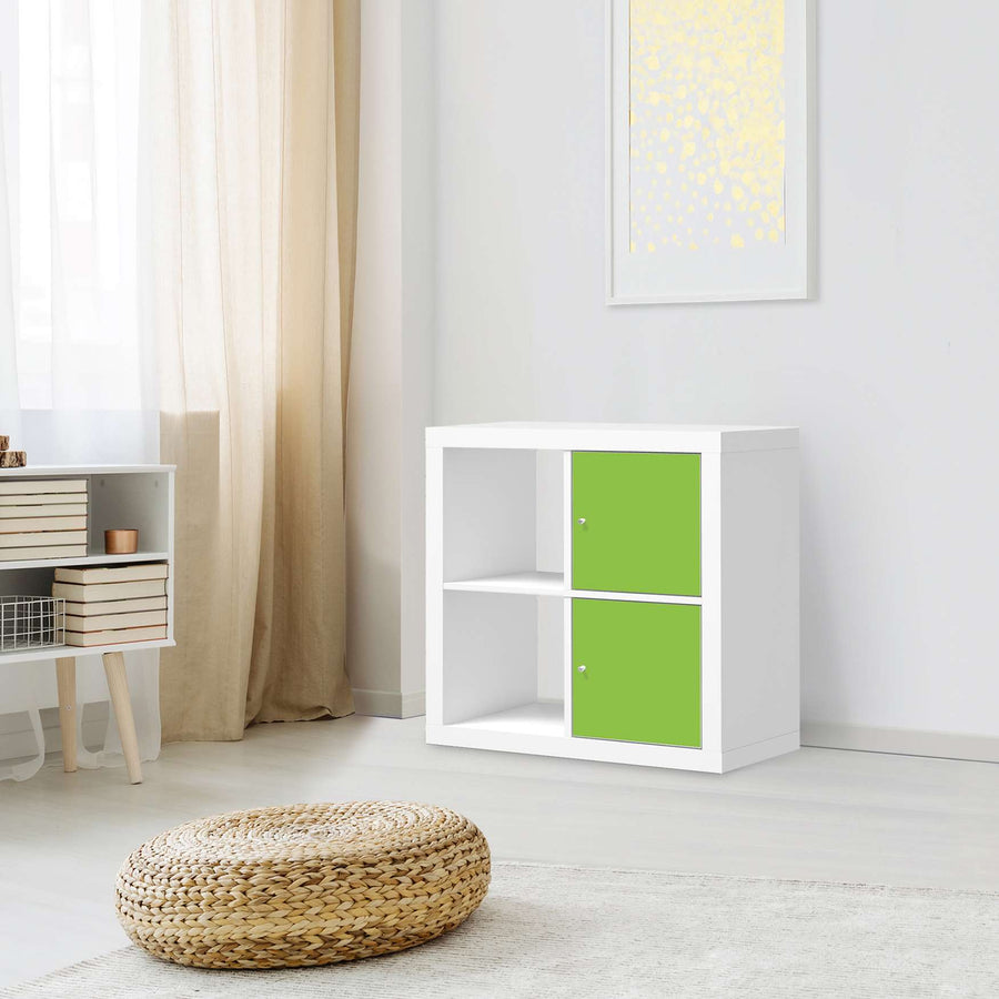 Möbelfolie Hellgrün Dark - IKEA Kallax Regal 2 Türen Hoch - Wohnzimmer