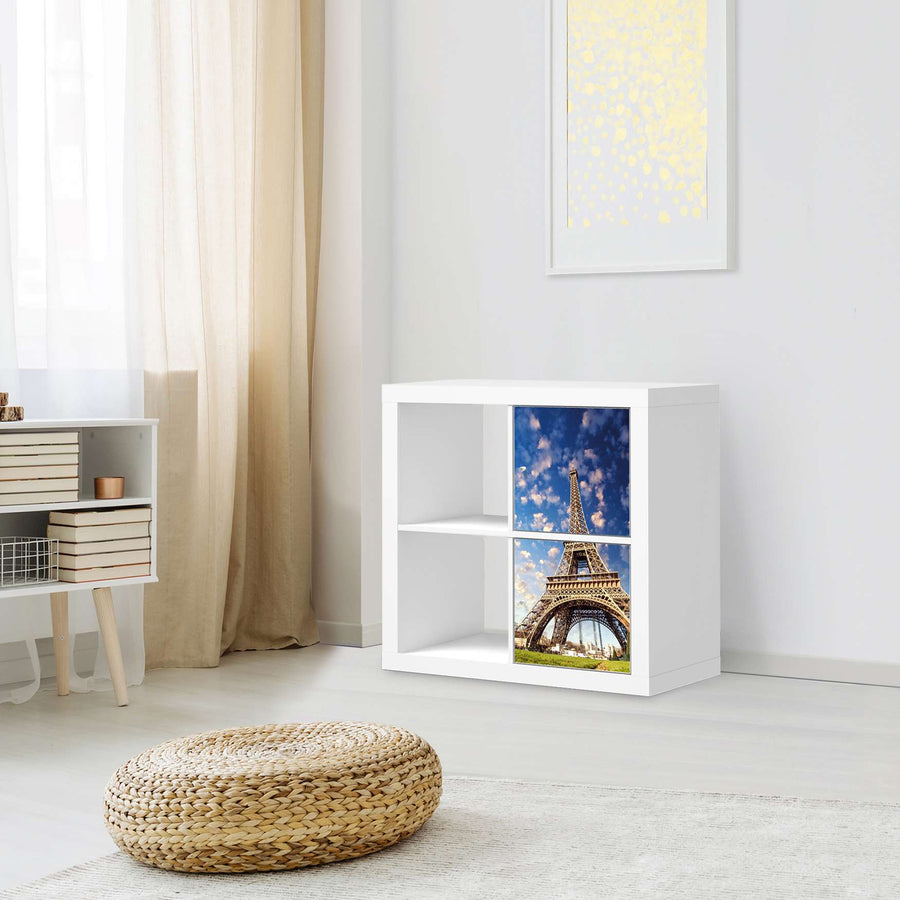 Möbelfolie La Tour Eiffel - IKEA Kallax Regal 2 Türen Hoch - Wohnzimmer