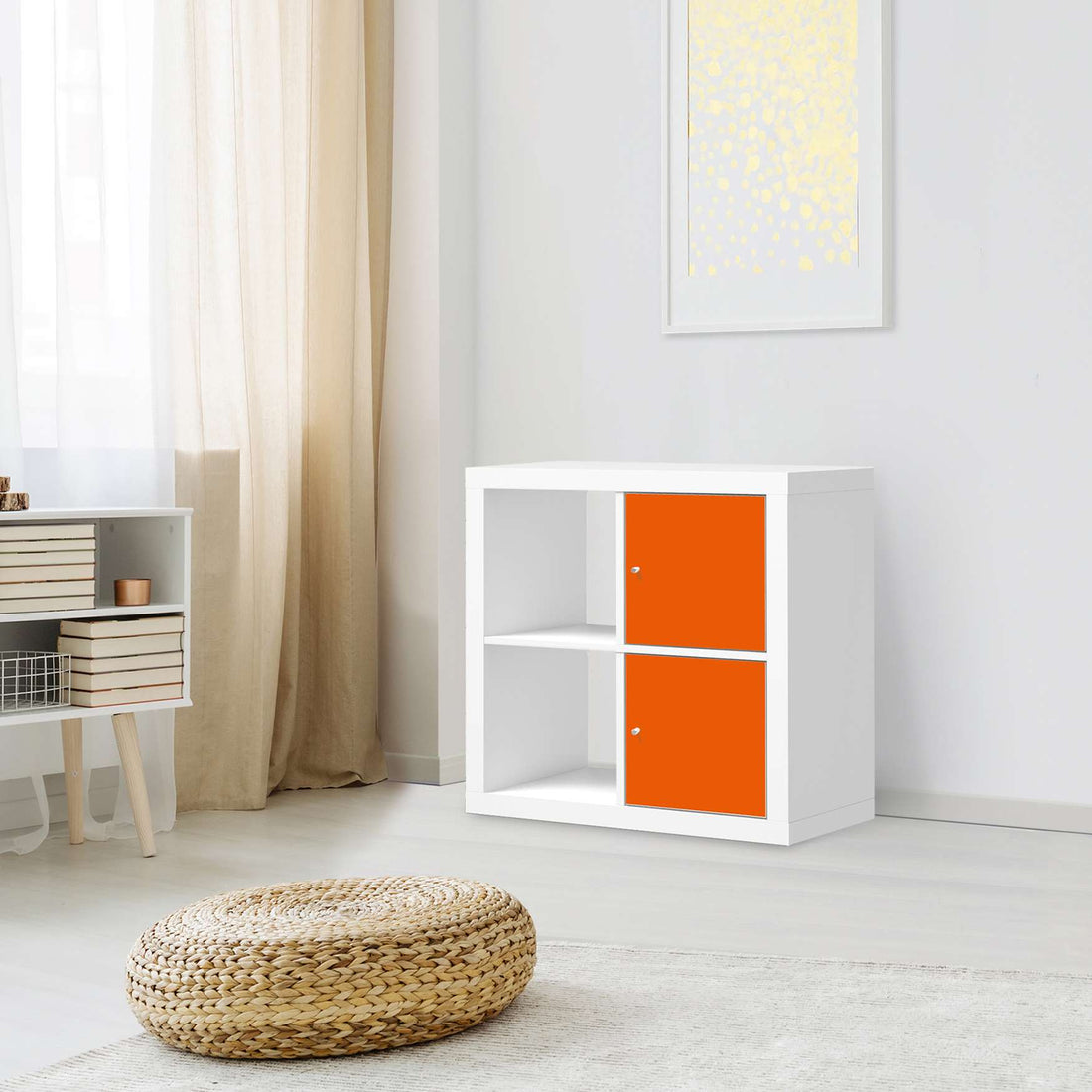 Möbelfolie Orange Dark - IKEA Kallax Regal 2 Türen Hoch - Wohnzimmer