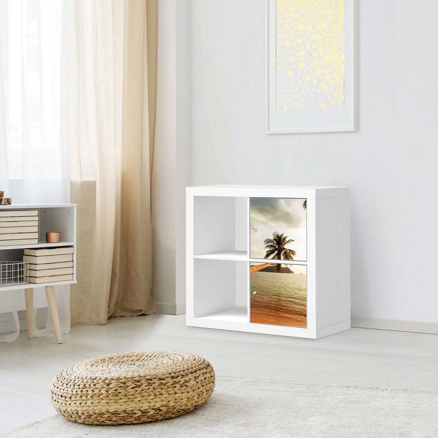 Möbelfolie Paradise - IKEA Kallax Regal 2 Türen Hoch - Wohnzimmer