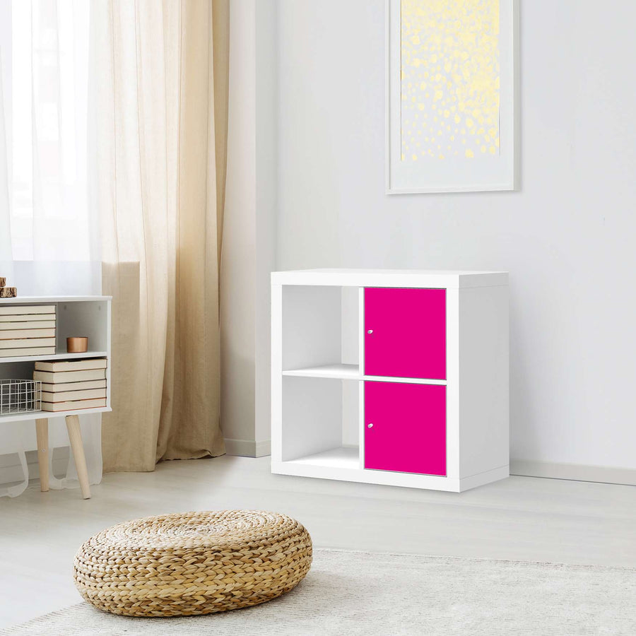Möbelfolie Pink Dark - IKEA Kallax Regal 2 Türen Hoch - Wohnzimmer