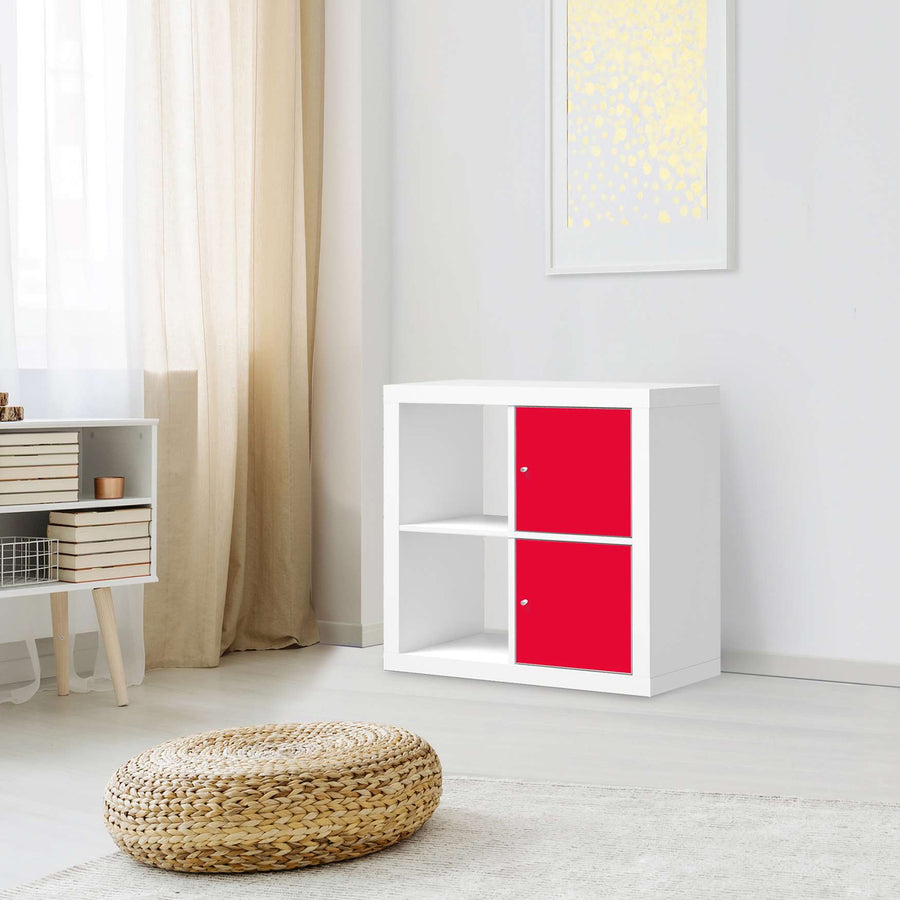 Möbelfolie Rot Light - IKEA Kallax Regal 2 Türen Hoch - Wohnzimmer