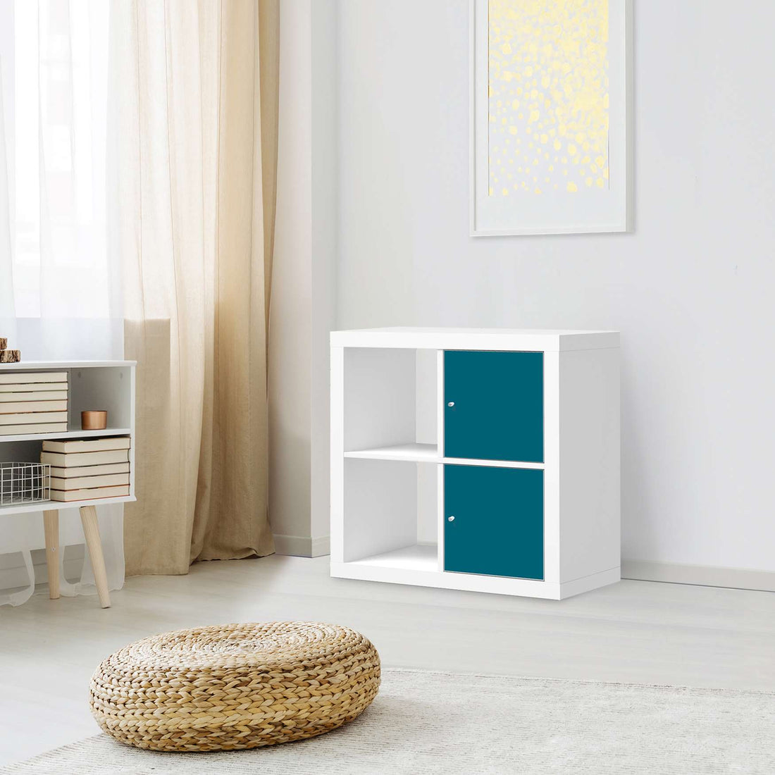 Möbelfolie Türkisgrün Dark - IKEA Kallax Regal 2 Türen Hoch - Wohnzimmer