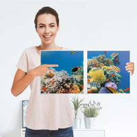 Möbelfolie Coral Reef - IKEA Kallax Regal 2 Türen Quer - Folie