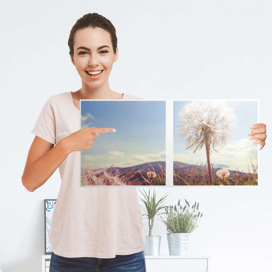 Möbelfolie Dandelion - IKEA Kallax Regal 2 Türen Quer - Folie