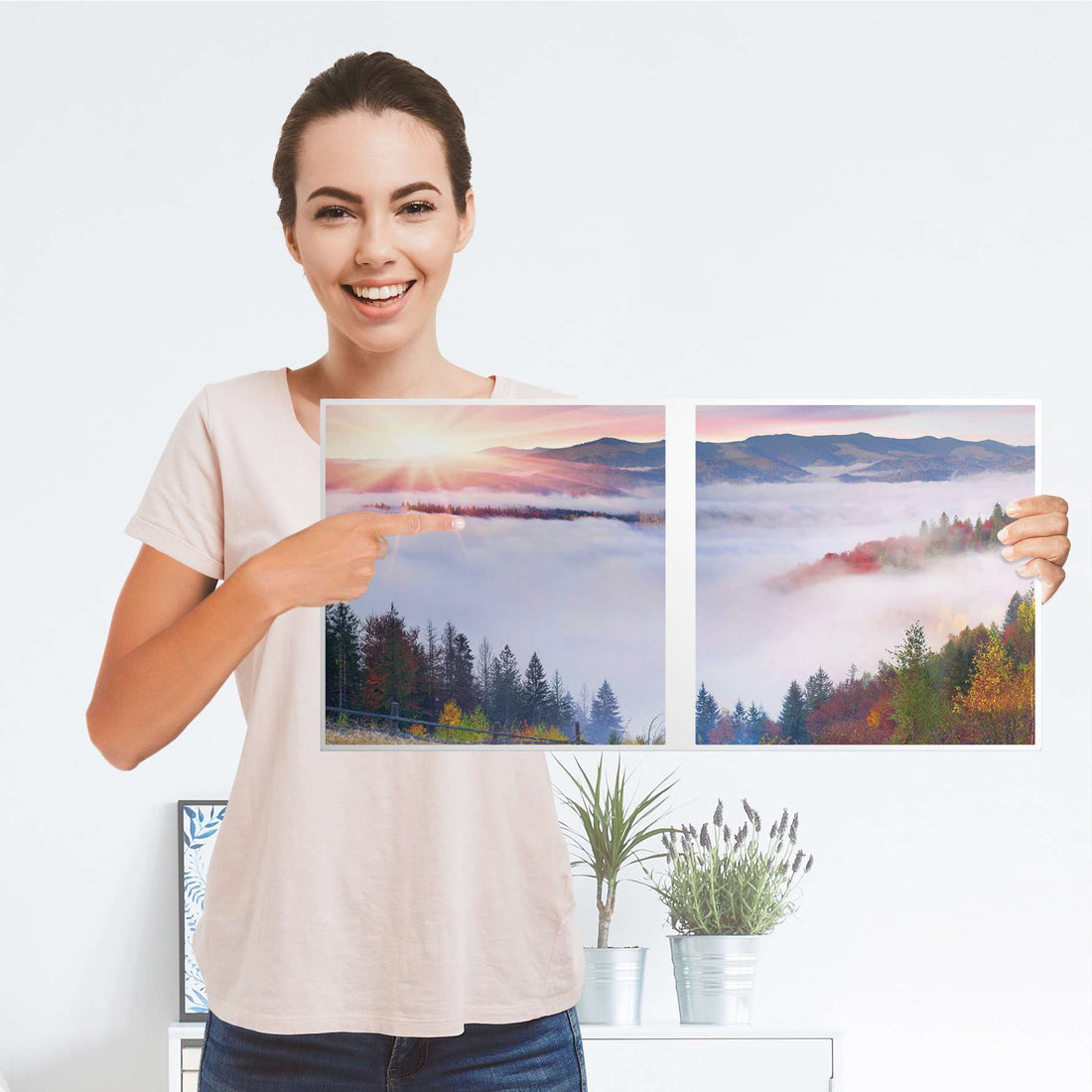 Möbelfolie Herbstwald - IKEA Kallax Regal 2 Türen Quer - Folie