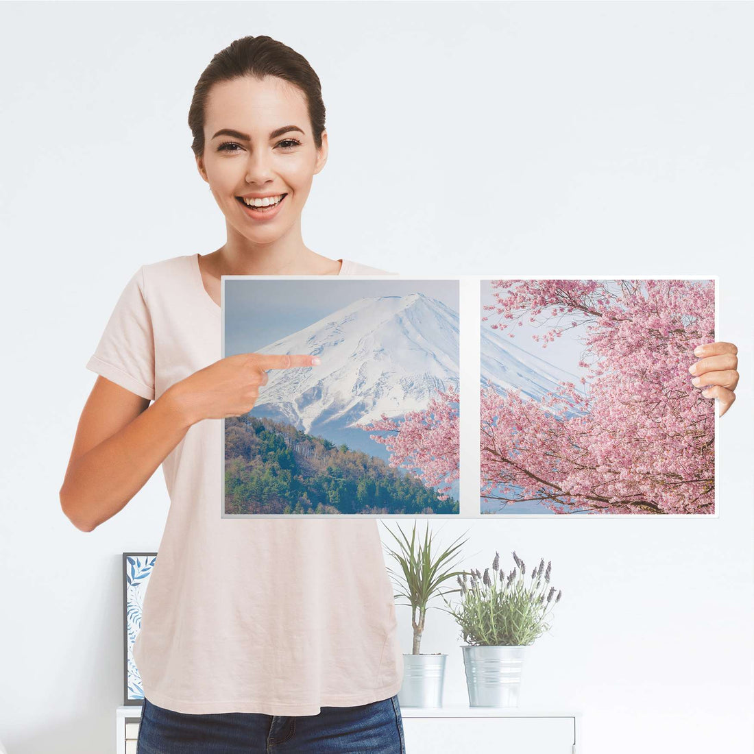 Möbelfolie Mount Fuji - IKEA Kallax Regal 2 Türen Quer - Folie