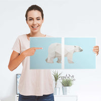 Möbelfolie Origami Polar Bear - IKEA Kallax Regal 2 Türen Quer - Folie