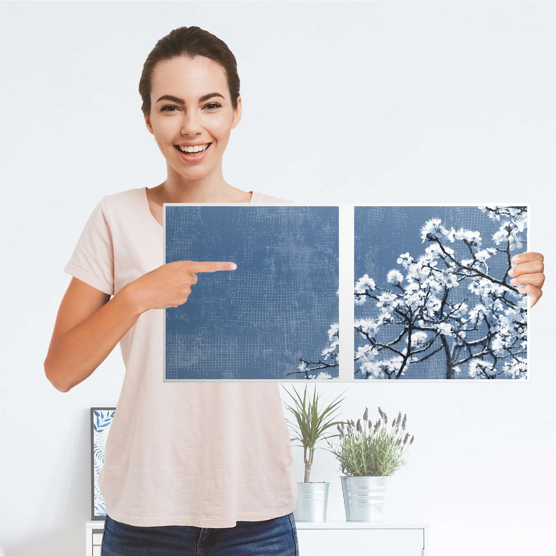 Möbelfolie Spring Tree - IKEA Kallax Regal 2 Türen Quer - Folie